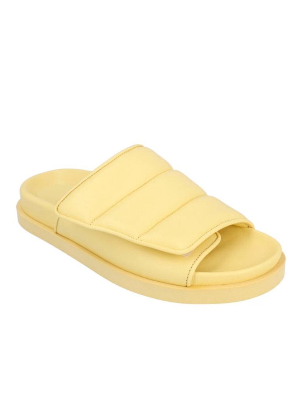 Gia Borghini Gia 3 Quilted Leather Slide Sandals Butter Yellow Adjustable NWT 7